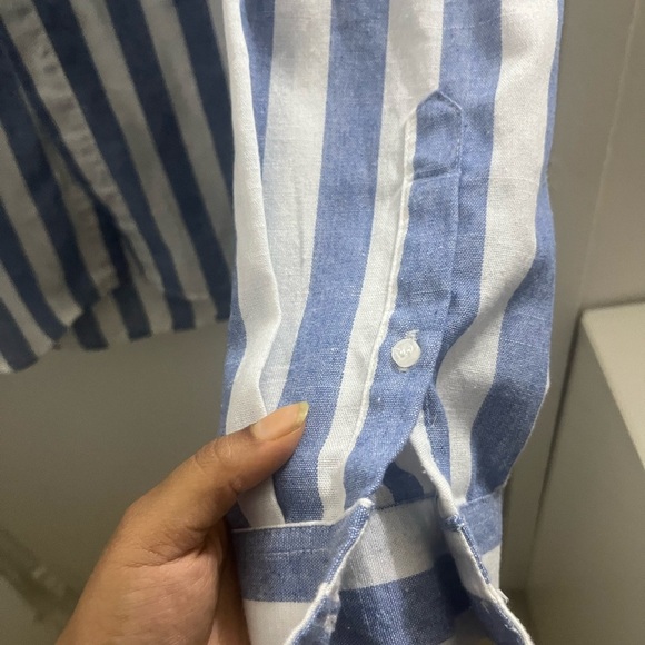 Blue and White Striped Button-Up Shirt - Picture 3 of 6